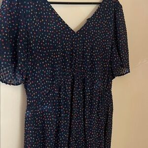 Madewell Navy Multicolor Dot Midi Dress